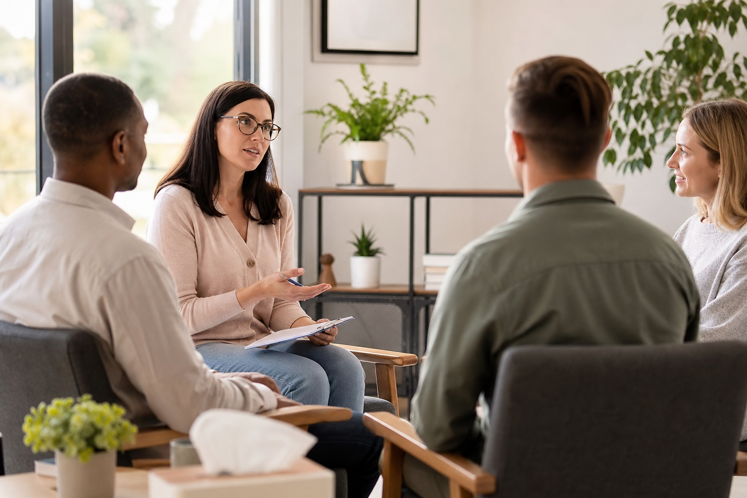 Group therapy session for stimulant addiction recovery at Northbound Treatment in Orange County