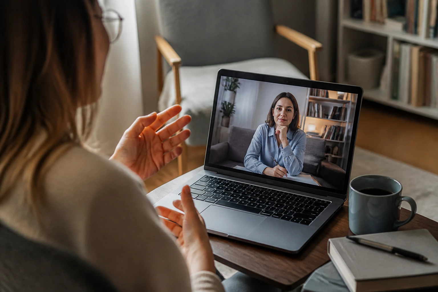 One-on-one virtual individual therapy session during HomeBound IOP