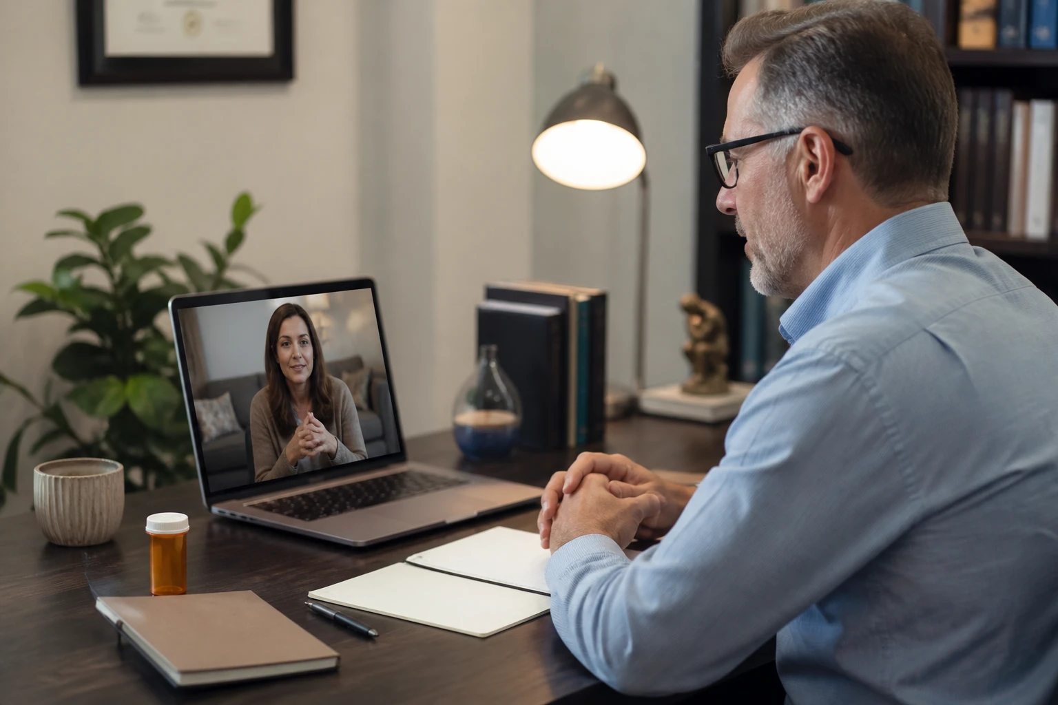 Psychiatric telehealth support for dual-diagnosis care in virtual IOP